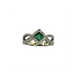 14K White Gold 1/2CTW Diamond Square Emerald Halo Crossover Ring