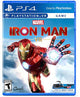 Marvel Iron Man VR game cover for PlayStation 4 on a blue background