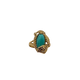 14K Yellow Gold Oval Turquoise Leaf Framed Split Ring Gold ring with a green gemstone on a white background