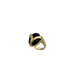 Gold ring with a black gemstone on a white background