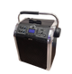 Portable sound system with a handle on a white background