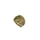 14K Yellow Gold Emerald & Diamond Bezel Set Filigree Cigar Band Ring