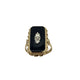 14K Yellow/White Gold Rectangle Black Onyx & Diamond Art Deco Ring