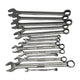Set of wrenches arranged in a pyramid formation on a gray background