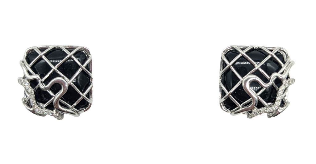 Onyx and Diamond Chip  Earrings - Dick's Pawn Superstore