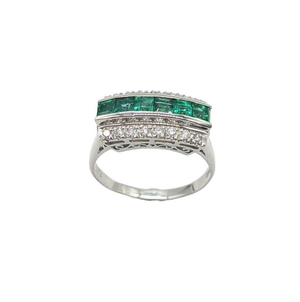 75 Point Diamond and 1 Carat Emerald Ring - Dick's Pawn Superstore