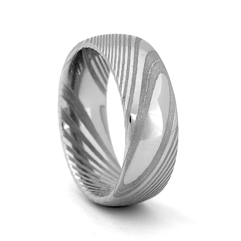 Comfort Fit Domed 8mm Damascus Steel Wedding Ring - Dick's Pawn Superstore