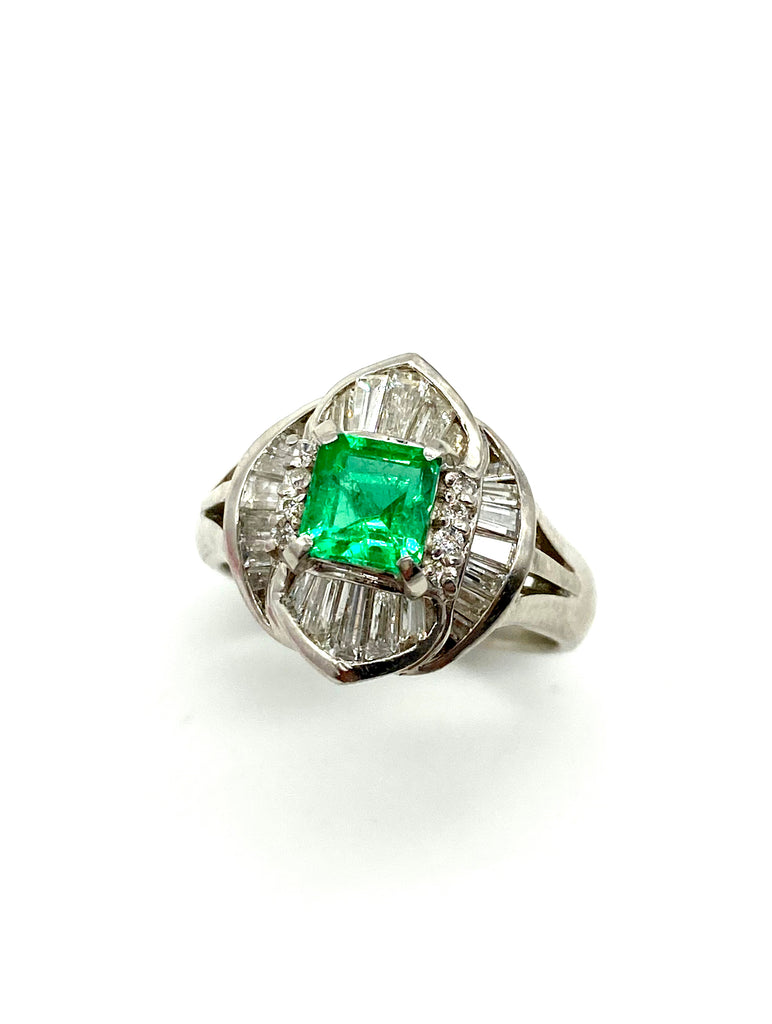 Emerald and Diamond Platinum Ring - Dick's Pawn Superstore