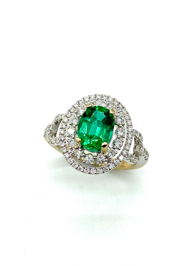 Emerald and Diamond Halo Ring - Dick's Pawn Superstore