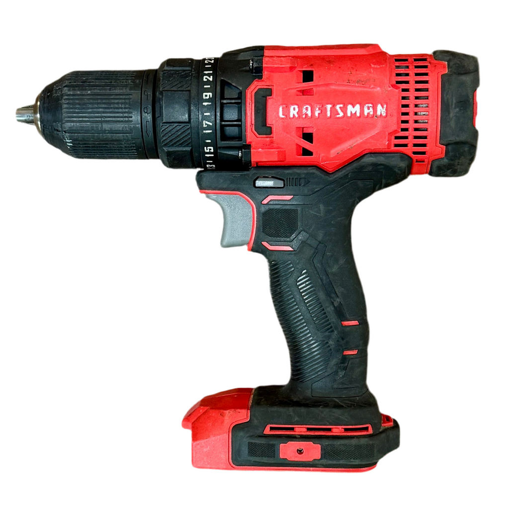 CRAFTSMAN V20 1/2" Cordless Drill/Driver w/ Battery (CMCD700) Red and black cordless drill with 'Craftsman' branding on a white background