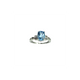 10K White Gold Faceted Blue Topaz Diamond 2-Bar Split Ring