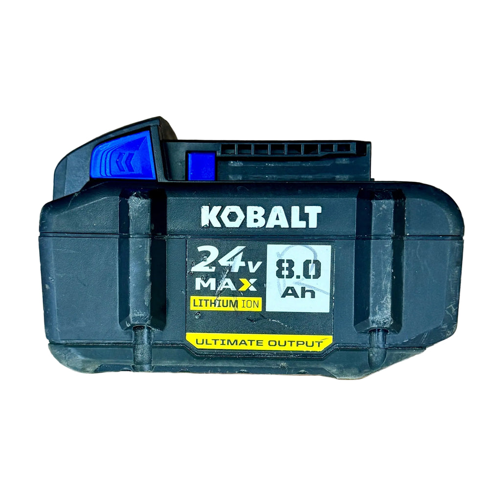 Kobalt ULTIMATE OUTPUT 24V MAX 8.0Ah Lithium Ion Battery Pack (KXB 824-03) Kobalt 24V MAX lithium-ion battery on a wooden surface