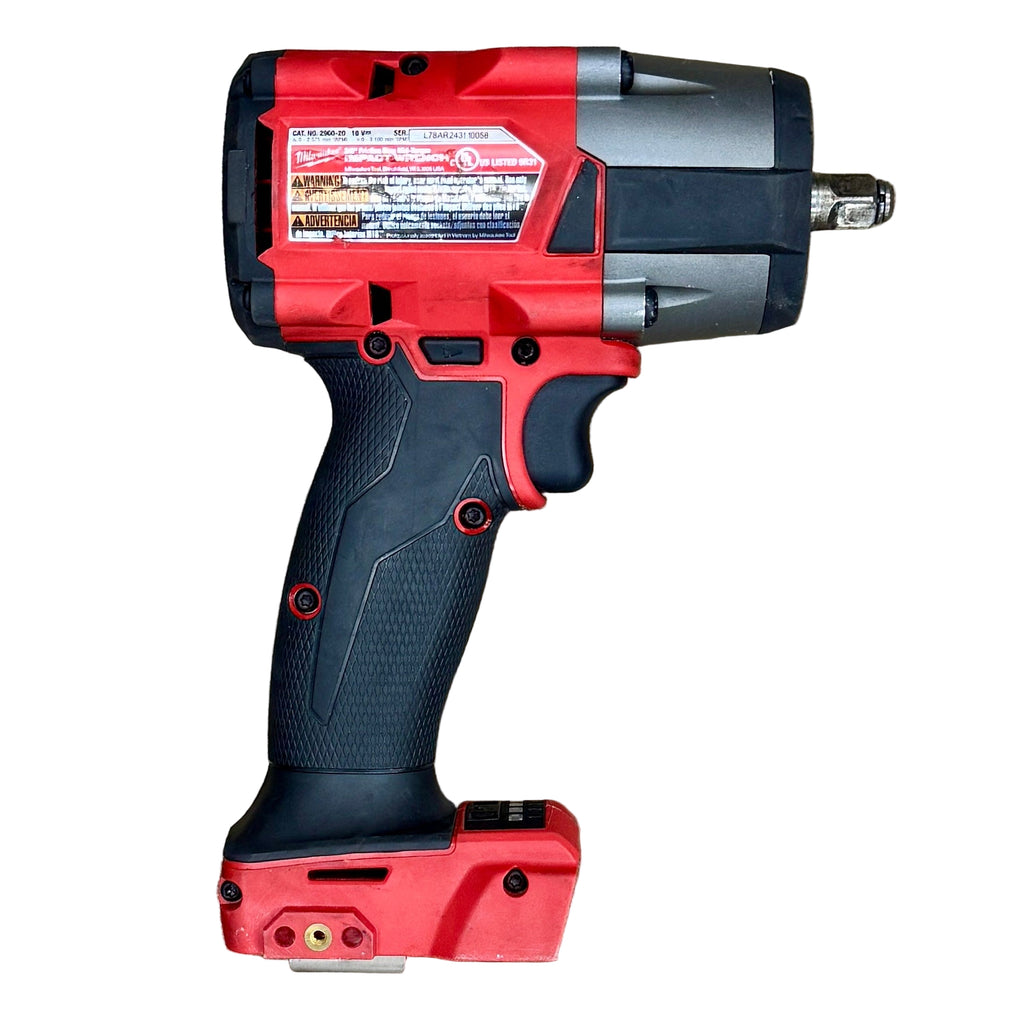 Milwaukee M18 FUEL 18V 3/8" Brushless Cordless Mid-Torque Impact Wrench (2960-20) Red and black cordless impact wrench on a white background