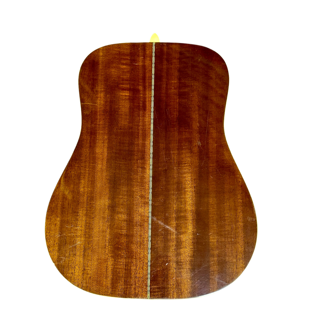 Fender F-55-12 12-String Acoustic Guitar (Strung w/ 6 Strings) Back view of a wooden acoustic guitar on a white background