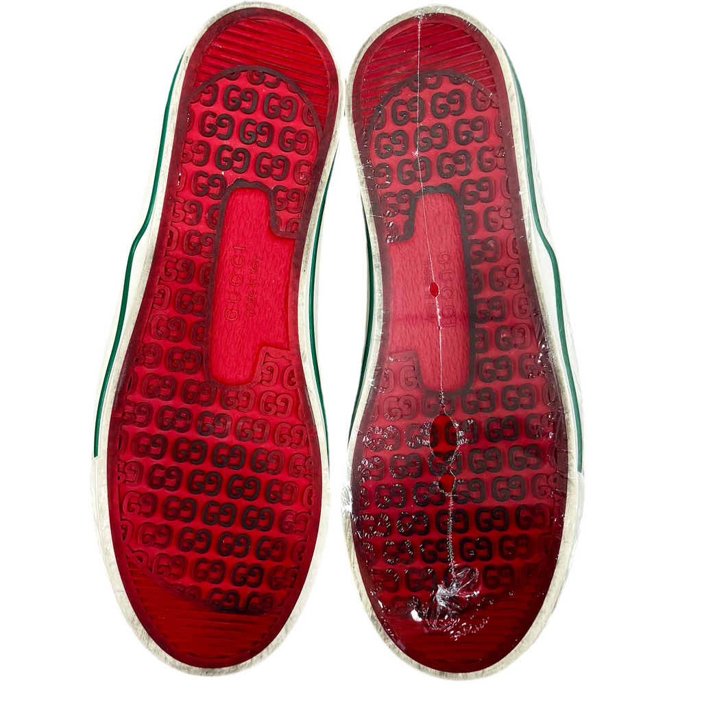 GUCCI Tennis 1977 Leopard Print Sneakers - Beige-Black/Black/VRV (Size 7+) bottom