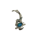 14K White Gold 1/5CTW Blue Diamond & Opal Mermaid & Turtle Pendant Silver turtle pendant with blue gemstone on a white background