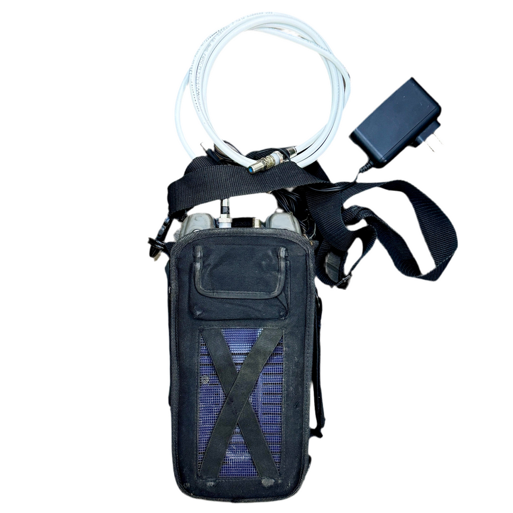 VIAVI OneExpert CATV Signal Analysis Meter Platform Cable Tester (ONX-620) Black hydration backpack with water bladder and hose on a white background