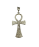 .925 Sterling Silver Diamond Cut Textured Ankh Pendant Silver cross pendant on a white background