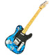 Fender TELECASTER Electric Guitar w/ Hard Case Electric guitar with blue flame design on a blue textured surface