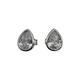 .925 Sterling Silver Bezel Set Pear CZ Stud Earrings Teardrop-shaped earrings with clear gemstones on a white background