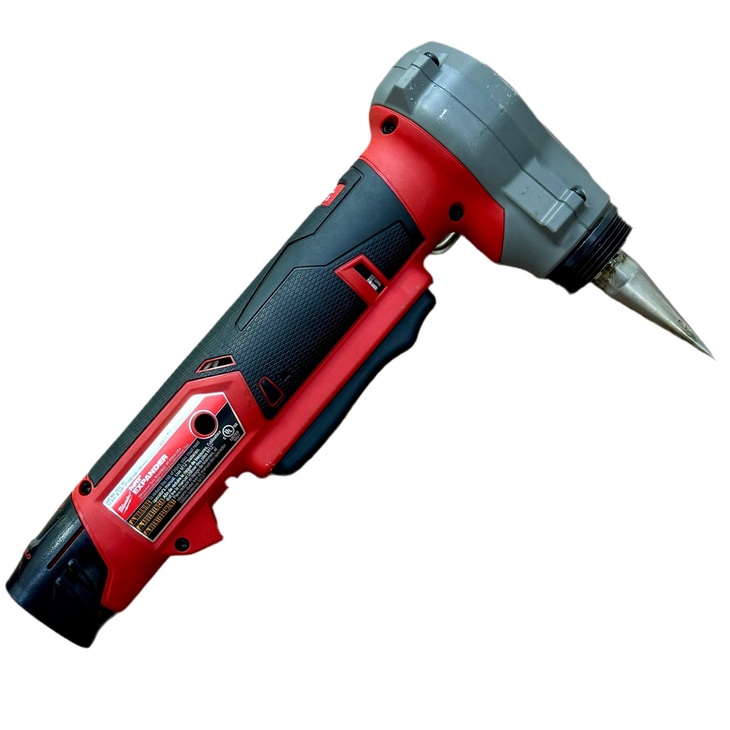Milwaukee M12 FUEL ProPEX Expander w/ 1/2"-1" RAPID SEAL ProPEX Expander Heads w/ 2 Batteries, Charger, & Hard Case (2532-20) Red and black hot air gun on a white background