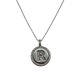 .925 Sterling Silver Micro Pavé Initial Pendant Necklace (Letter R) Necklace with a circular pendant featuring the letter 'R' on a white background