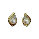 14K Yellow Gold Light Pink Pearl Diamond Accented Stud Earrings