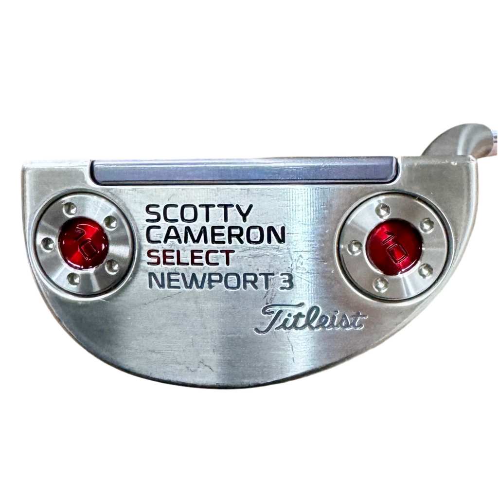 Titleist Scotty Cameron SELECT NEWPORT 3 Mid-Mallet Putter RH Golf Club w/ Headcover Scotty Cameron Select Newport 3 golf putter head on a white background