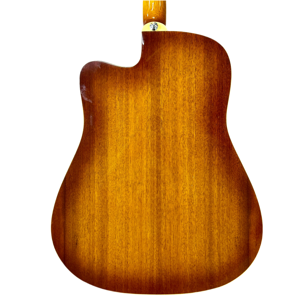 Ibanez PF25ECEWC-LVS 3U-01 Acoustic-Electric Guitar w/ Hard Case Back view of a wooden acoustic guitar on a white background