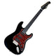 DONNER Designer Series DST-200 Electric Guitar Black electric guitar with a red pickguard on a white background