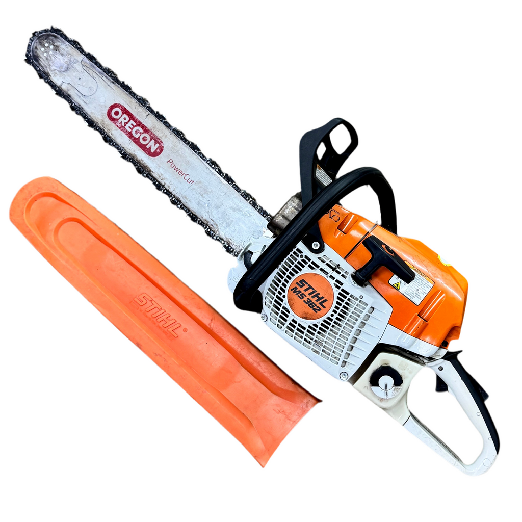 STIHL MS 362 4.6 bhp 59.0 cc 20" Guide Bar Gas-Powered Chainsaw Stihl chainsaw with Oregon chain on a white background