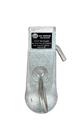 Metallic hook with a label on a white background