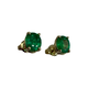 14K Yellow Gold Oval Emerald 4-Prong Stud Earrings Pair of emerald stud earrings on a white background