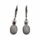 .925 Sterling Silver CZ Pineapple Dangle Lever Back Earrings Pineapple-shaped earrings with diamond-like stones on a white background