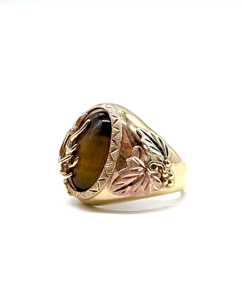 Men’s Tigers Eye Deer/Leaf Ring left