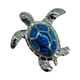 .925 Sterling Silver Blue Opal Turtle Slide Pendant Silver turtle pendant with blue stone on a white background
