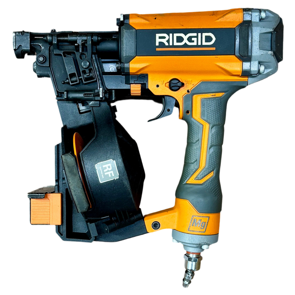 Ridgid nail gun on a white background