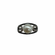 10K White Gold 1/2CTW Black and White Diamond Pearl Split Ring Pearl ring with black band on a white background
