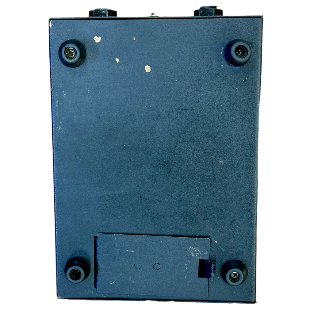 Electro-Harmonix Small Stone Phase Shifter Guitar Effects Pedal Back view of a blue rectangular object with screws on a white background