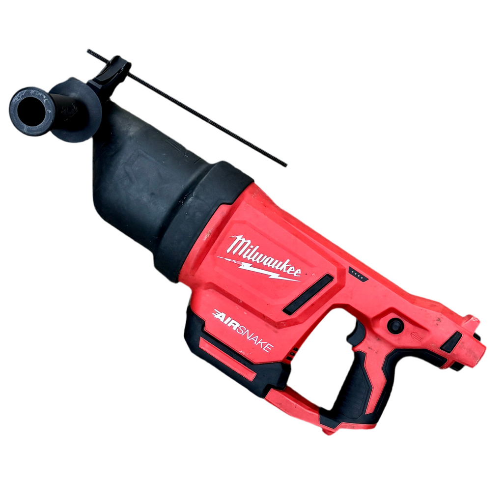 Milwaukee M12 12V Cordless AIRSNAKE Drain Cleaning Air Gun (2572-20) Red and black Milwaukee power tool on a white background