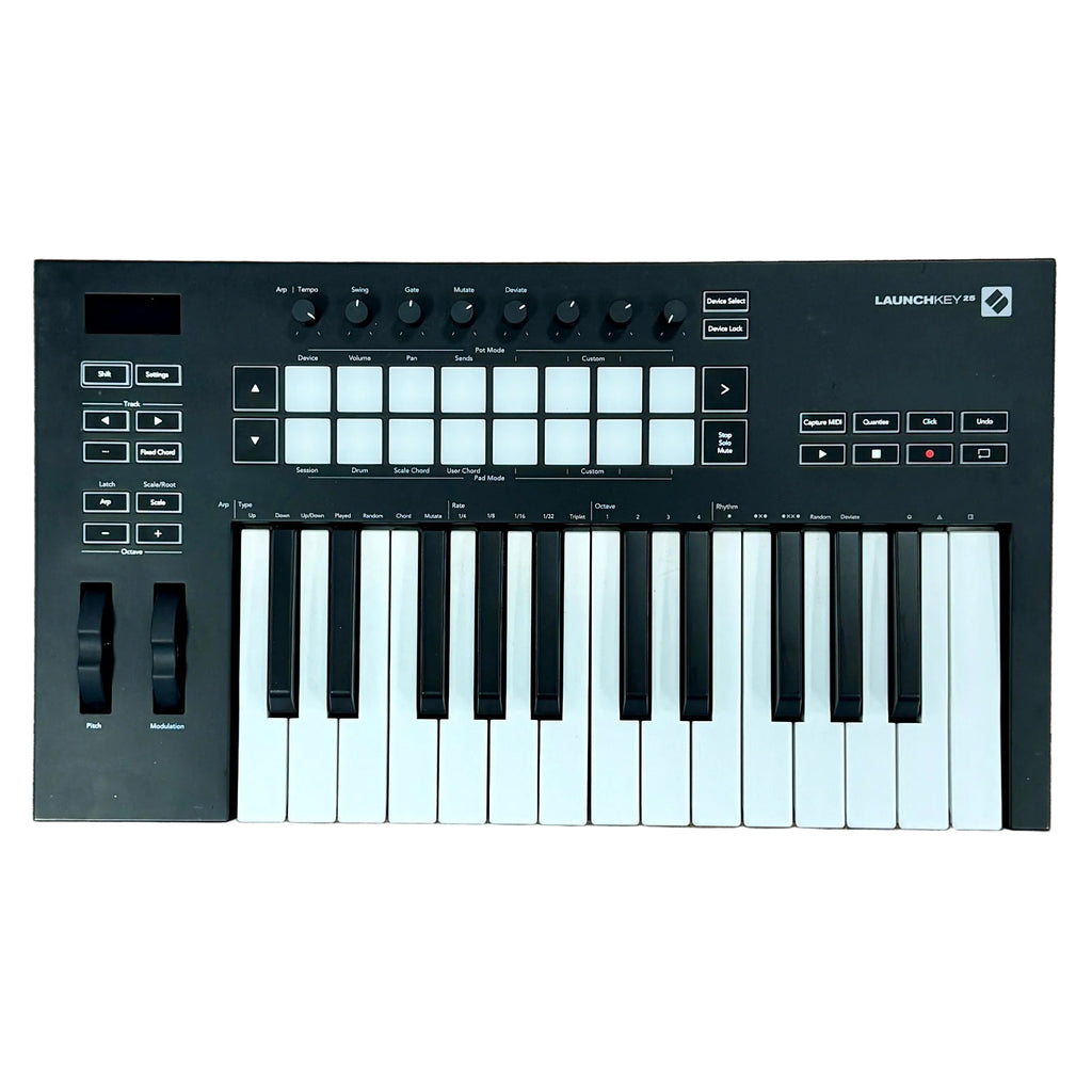 Novation LAUNCHKEY 25 MK3 25-Key MIDI Keyboard Controller Keyboard controller on a wooden surface