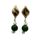 14K Yellow Gold Pearl and Jade Bead Drop Stud Earrings Gold earrings with green beads and pearls on a white background