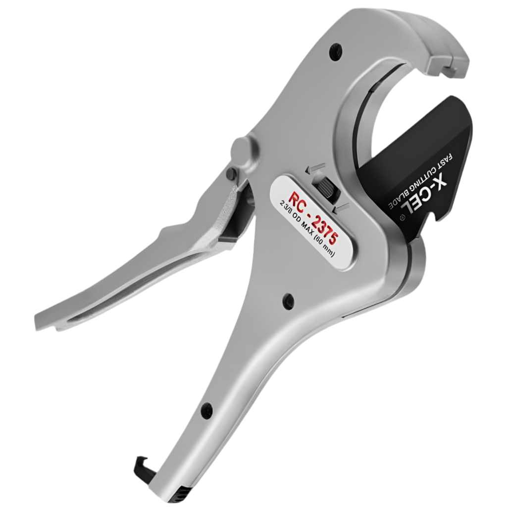 Silver trigger mechanism with branding on a white background
