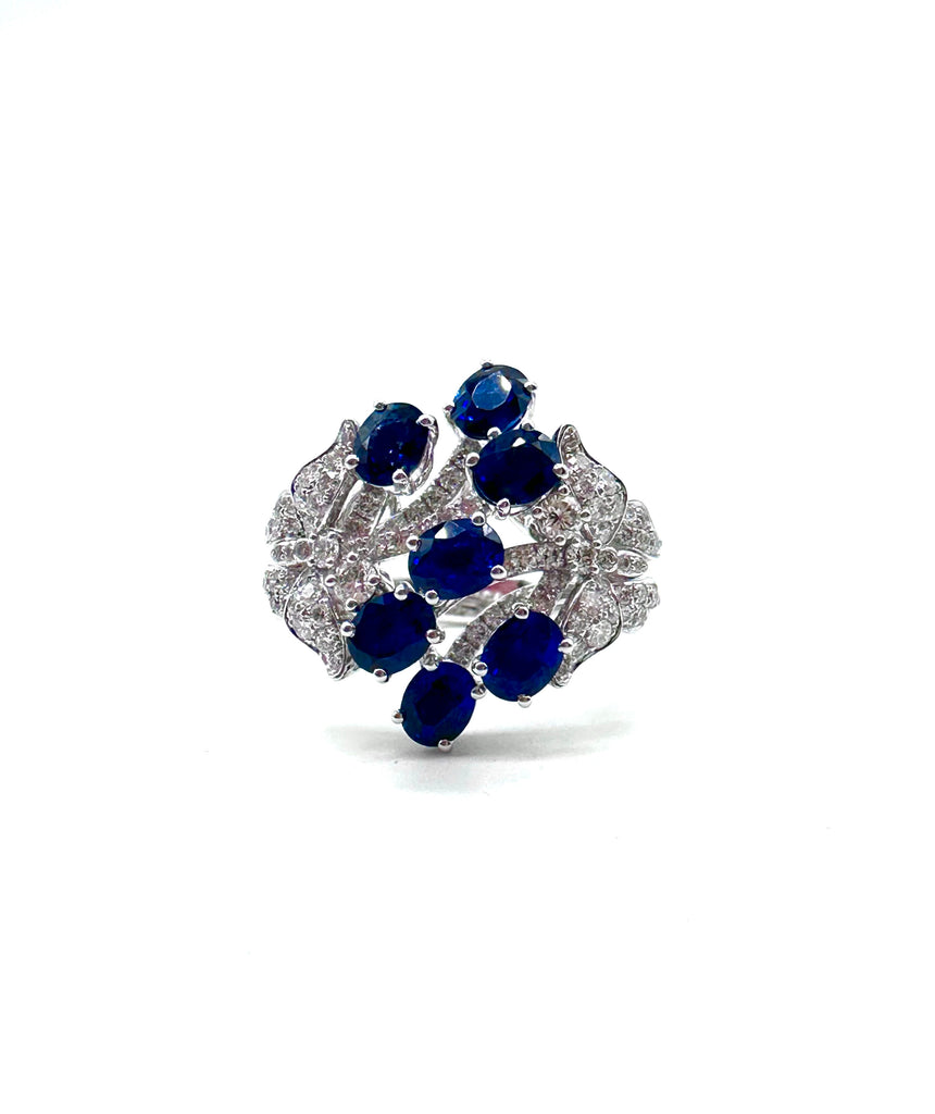 Sapphire and Diamond Butterfly Ring