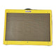Fender Blues Deluxe Reissue Tweed Tube Guitar Combo Amplifier w/ Fender 2-Button Channel/Reverb Footswitch Yellow amplifier grille on a wooden floor
