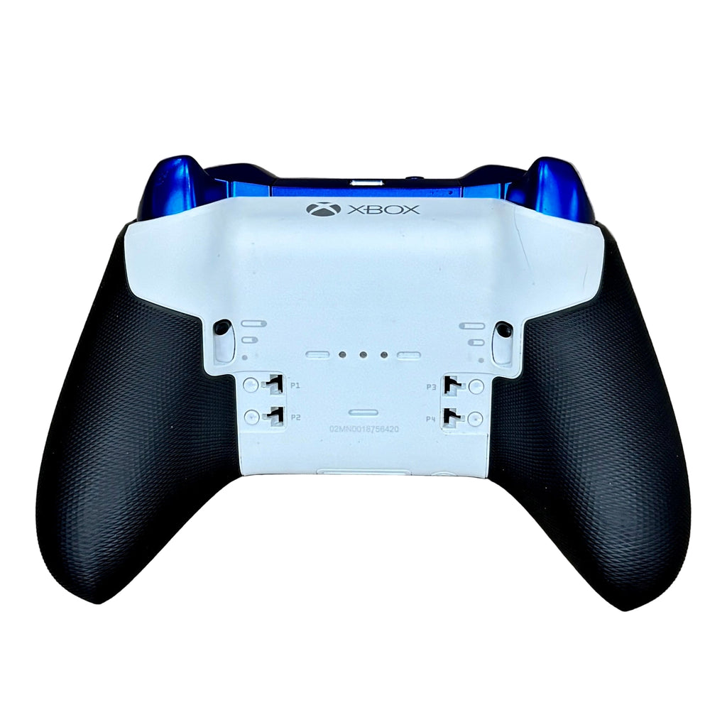 Microsoft Xbox Elite Series 2 Core Wireless Controller w/ Case - Blue Xbox gaming controller on a wooden surface