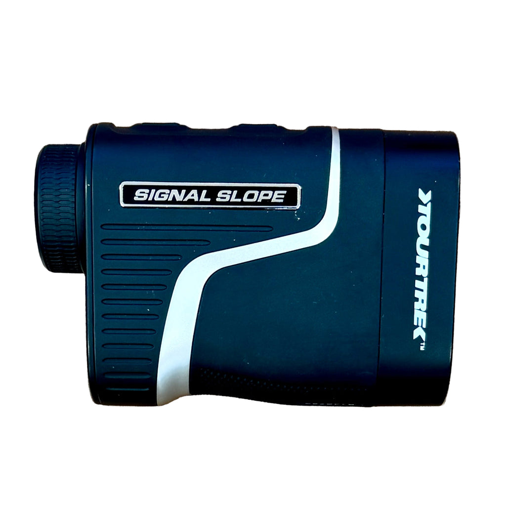 TourTrek Signal Slope Laser Golf Rangefinder Blue rangefinder with 'YourTrek' branding on a white background