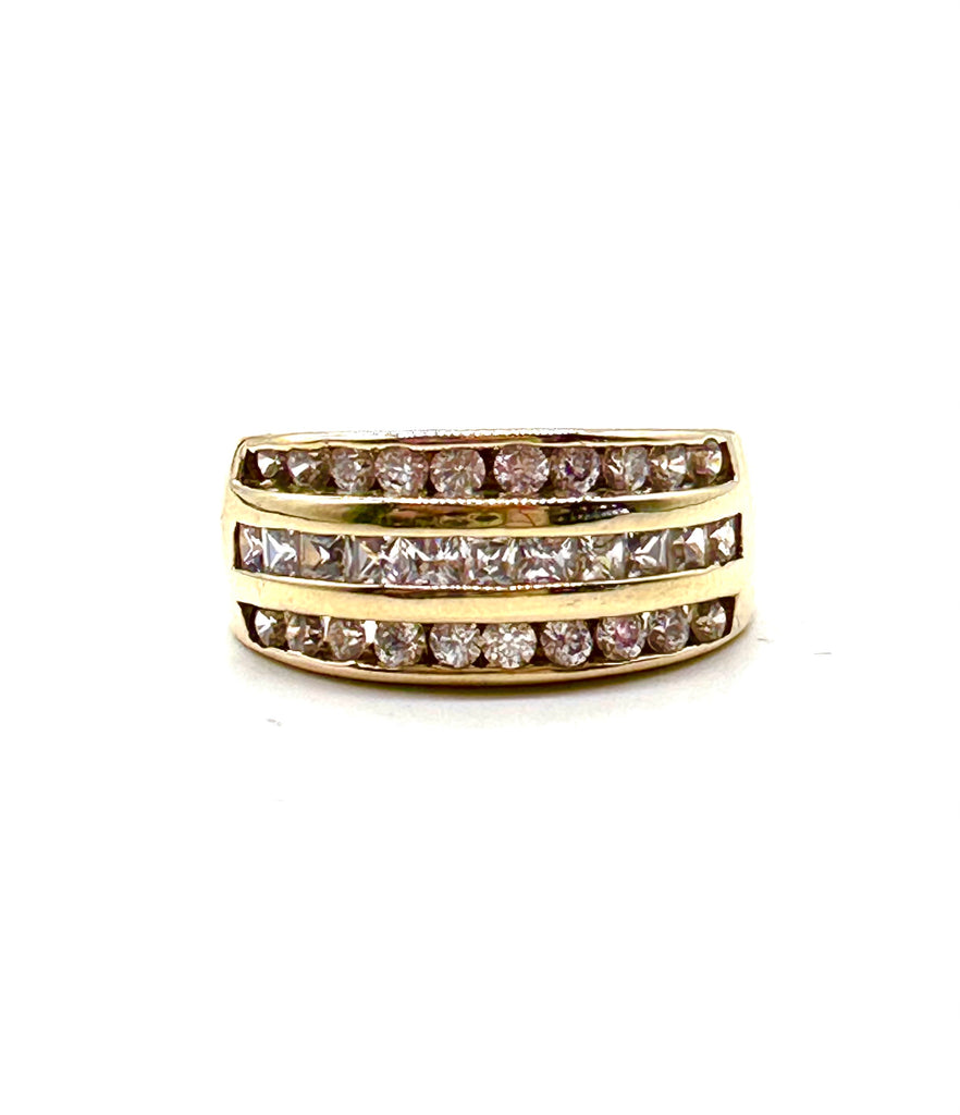 Three Row Channel Set Diamond Ring