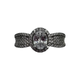 .925 Sterling Silver Pavé Halo Oval CZ Pinched Shank Ring Diamond ring with a white background