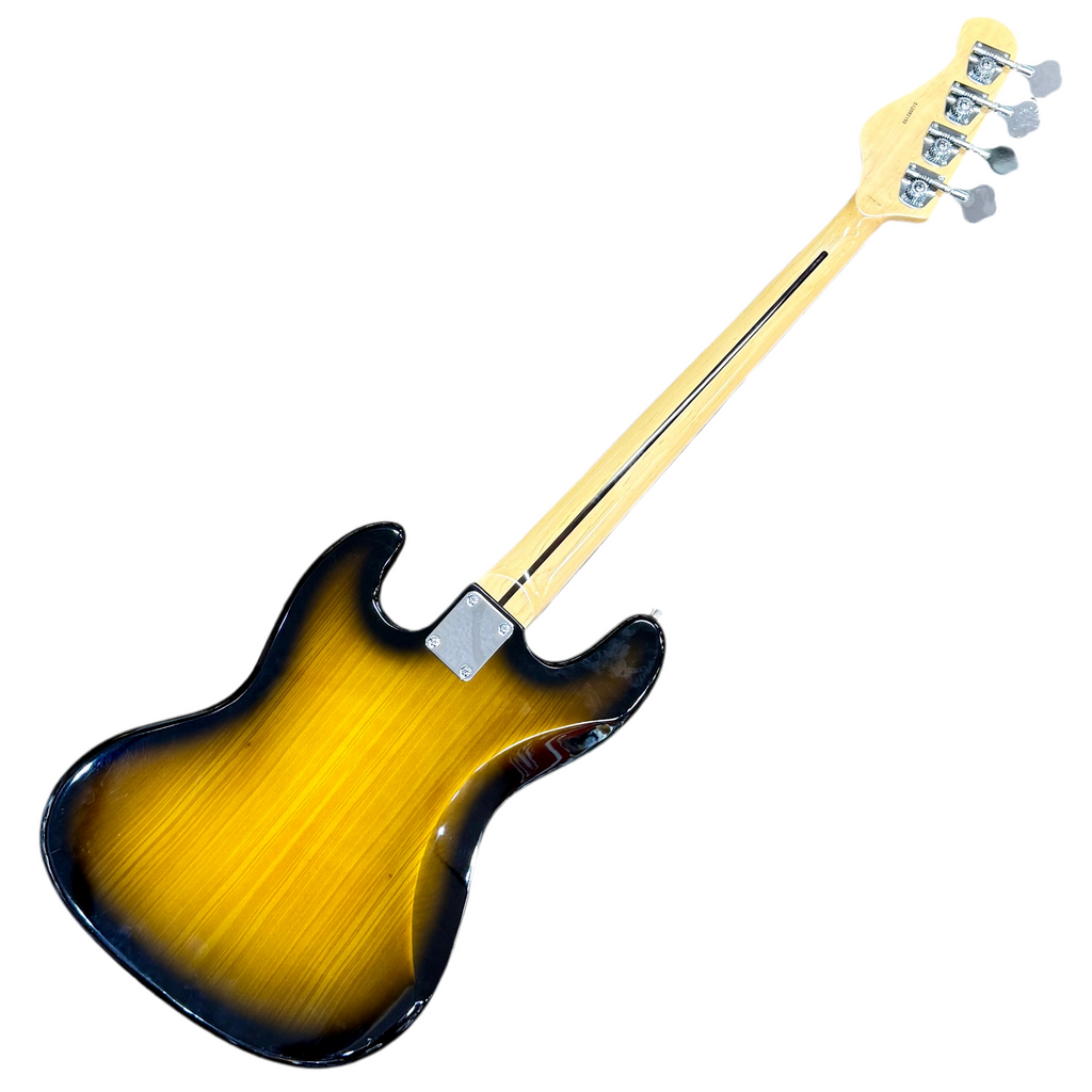 Jay Turser JTB-402-TSB Electric Bass Guitar w/ Hard Case Electric bass guitar with a sunburst finish on a white background